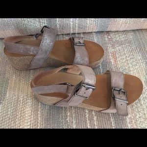 Gabor Cork Wedge Suede Sandals